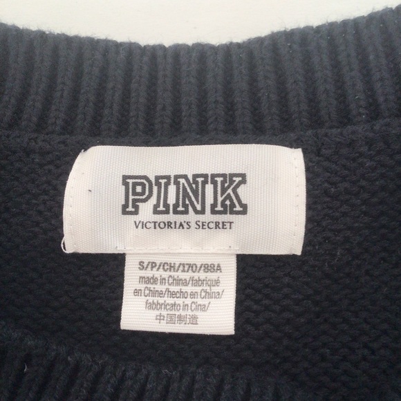 PINK VICTORIAS SECRET NYC BLACK CREW NECK SWEATER SMALL - Picture 12 of 12
